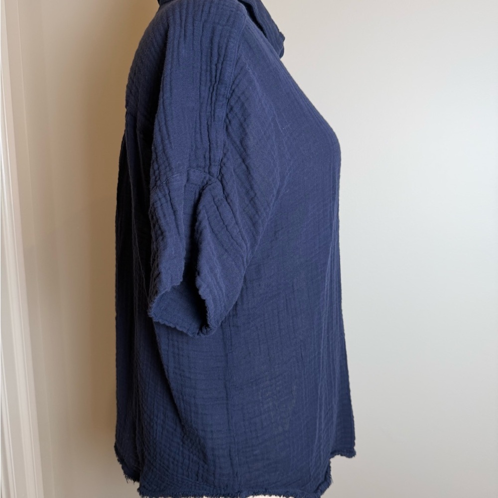 Michael Stars Size L Button-Front Crinkle Gauze Shirt - Women - Picture 3 of 7